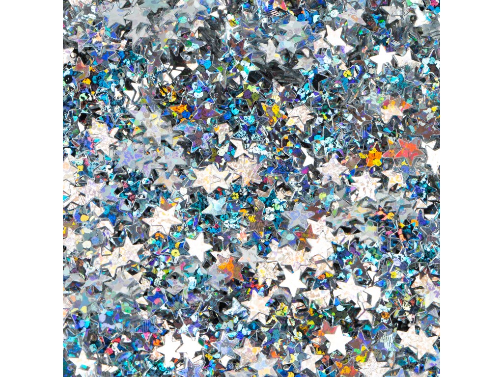 Decola Блестки декоративные звезды,  размер 4 мм, 20 г, серебро радужное