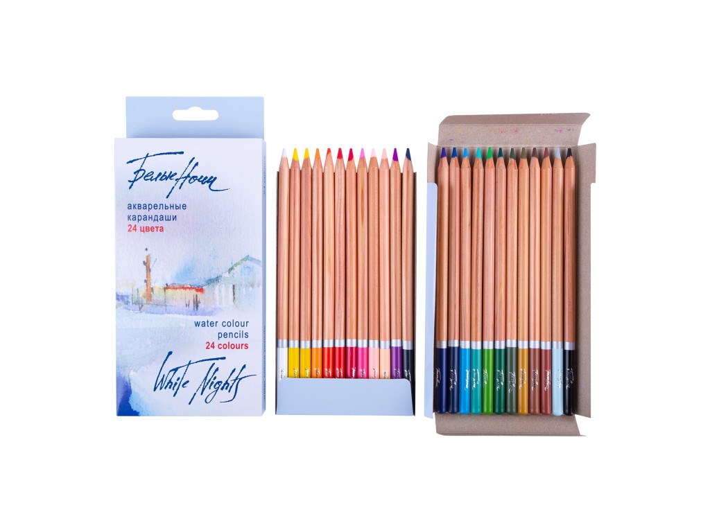 Набор акварельных карандашей Белые Ночи, 24 цвета, в картонной коробке