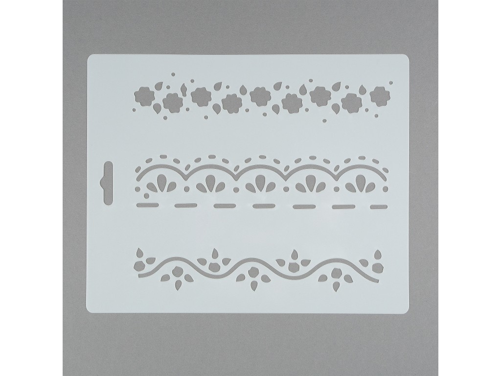 Сонет Трафарет, 3 растительных орнамента, 25,5x20,5 см, плаcтиковый