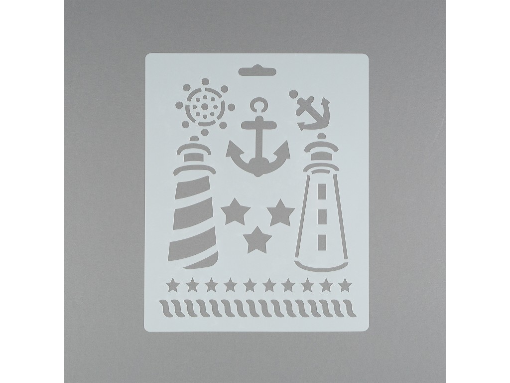 Сонет Трафарет, маяки, якоря, 25,5x20,5 см, плаcтиковый